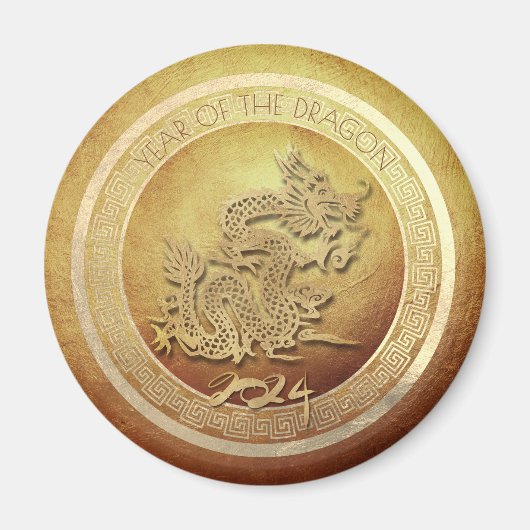 Elegant Chinees Vietnamees Nieuwjaar Dragon 2024 R Magneet (Voorkant)