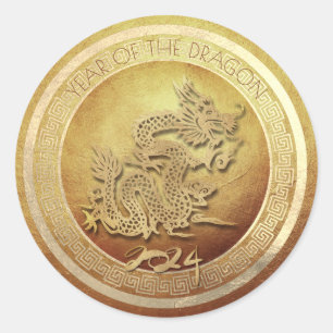 Elegant Chinees Vietnamees Nieuwjaar Dragon 2024 S Ronde Sticker