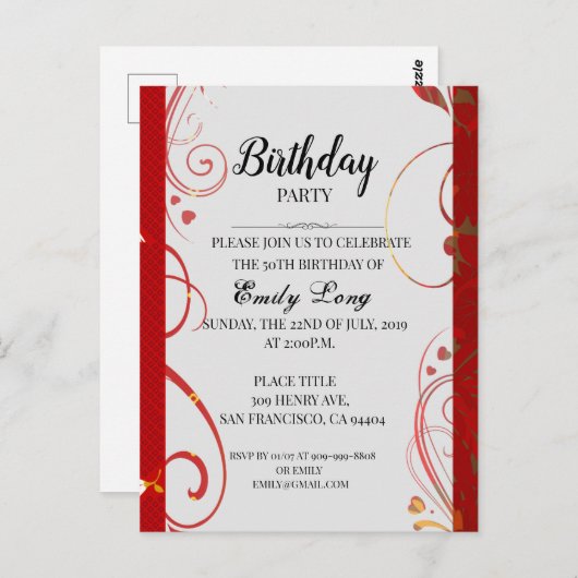 Elegant Chinese chrysanthemum - verjaardagsuitnodi Briefkaart (Voorkant / Achterkant)