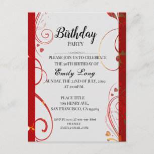 Elegant Chinese chrysanthemum - verjaardagsuitnodi Briefkaart