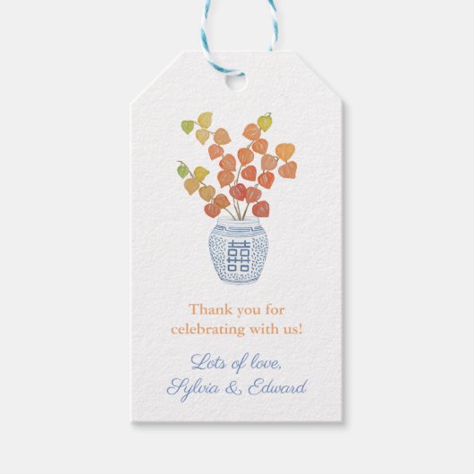 Elegant Chinese lantern Ginger Jar Wedding Shower Cadeaulabel (Voorkant)