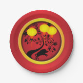 Elegant Chinese New Year Pig Lantaarns Papieren Bordje (Voorkant)