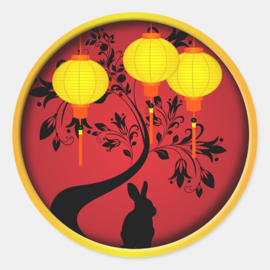 Elegant Chinese nieuwjaarslonken Ronde Sticker (Voorkant)