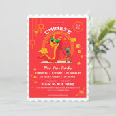Elegant Chinese nieuwjaarsuitnodiging Kaart (Staand voorkant)