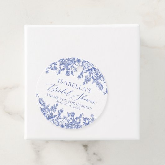 Elegant Chinoise Dusty Blue Floral Vrijgezellenfee Bedankjes Labels (In situ)