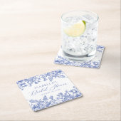 Elegant Chinoise Dusty Blue Floral Vrijgezellenfee Kartonnen Onderzetters (Insitu)