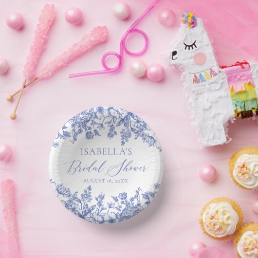 Elegant Chinoise Dusty Blue Floral Vrijgezellenfee Papieren Kommen (Feest)