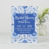 Elegant Chinoiserie Bridal Shower Invitation Kaart (Staand voorkant)
