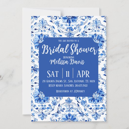 Elegant Chinoiserie Bridal Shower Invitation Magnetische Uitnodiging (Voorkant)