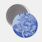 Elegant Chinoiserie Chic Blue Lotus Mandala Magneet (Voorkant / Achterkant)