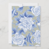 Elegant Chinoiserie Delft Blue Wedding Invitation Kaart (Achterkant)