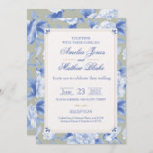 Elegant Chinoiserie Delft Blue Wedding Invitation Kaart (Voorkant / Achterkant)