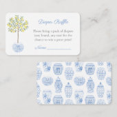 Elegant Chinoiserie Diaper Raffle Boy Baby shower Informatiekaartje (Voorkant / Achterkant)