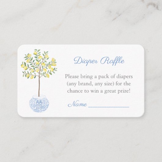 Elegant Chinoiserie Diaper Raffle Boy Baby shower Informatiekaartje (Voorkant)