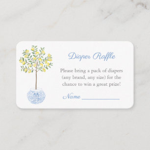 Elegant Chinoiserie Diaper Raffle Boy Baby shower Informatiekaartje