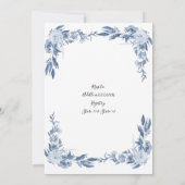 Elegant Chinoiserie Floral Blue Vrijgezellenfeest Kaart (Achterkant)