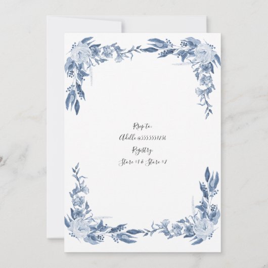 Elegant Chinoiserie Floral Blue Vrijgezellenfeest Kaart (Achterkant)