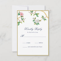 Elegant Chinoiserie Floral RSVP-kaart