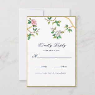 Elegant Chinoiserie Floral RSVP-kaart RSVP Kaartje