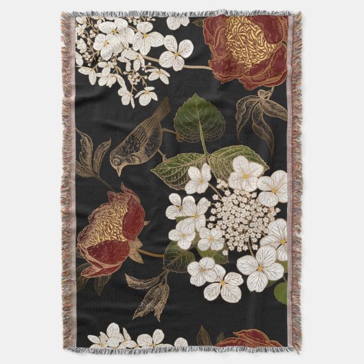 Elegant Chinoiserie geïnspireerde Floral Blooms Deken (Voorkant Verticaal)