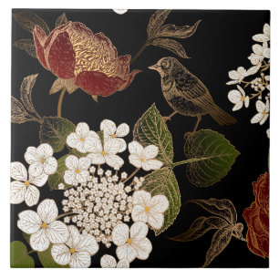 Elegant Chinoiserie geïnspireerde Floral Blooms Tegeltje