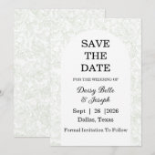 Elegant Chinoiserie Green Floral Wedding Save The Date (Voorkant / Achterkant)