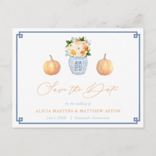Elegant Chinoiserie Pumpkins Wedding Save the Date Briefkaart