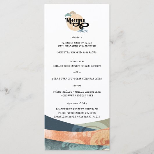 Elegant Chinoiseries Asian Wedding Menu (Voorkant)