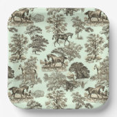 Elegant chique  beige rustieke paardentoilet papieren bordje (Voorkant)