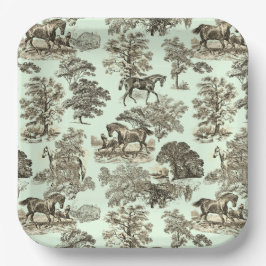 Elegant chique  beige rustieke paardentoilet papieren bordje