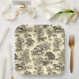 Elegant chique  beige rustieke paardentoilet papieren bordje