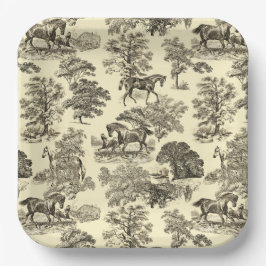 Elegant chique  beige rustieke paardentoilet papieren bordje