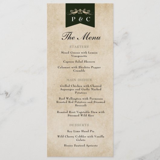 Elegant  Chique Bibliotheek Boek Hoesje Bruiloft Menu (Voorkant)