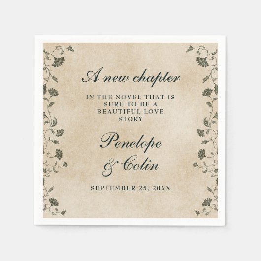 Elegant  Chique Bibliotheek Boek Thema Bruiloft Servet (Voorkant)