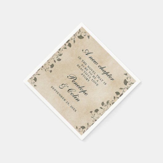 Elegant  Chique Bibliotheek Boek Thema Bruiloft Servet (Hoek)