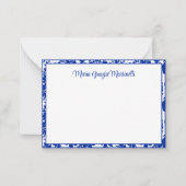 Elegant chique blauw bloemmotief op maat notitiekaartje (Voorkant)