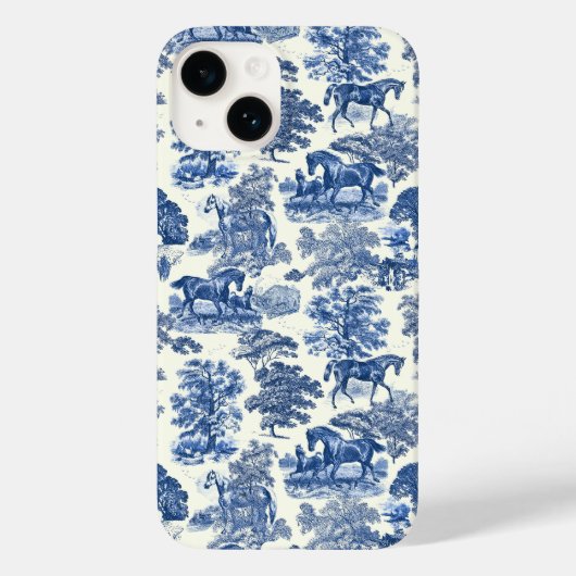 Elegant  chique blauw paardentoilet Case-Mate iPhone case (Achterkant)