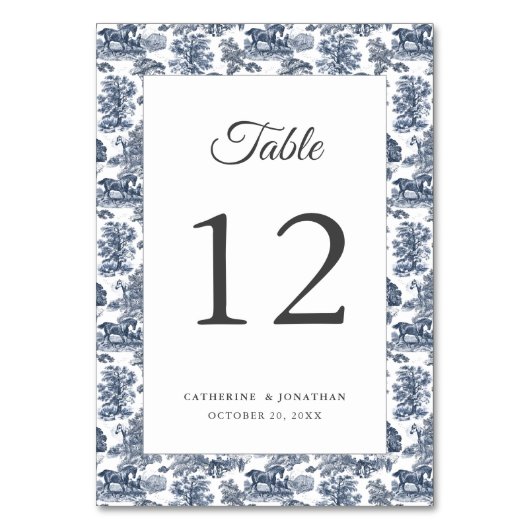 Elegant  chique blauw paardentoilet kaart (Voorkant)