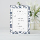 Elegant  chique blauw paardentoilet RSVP kaartje (Staand voorkant)