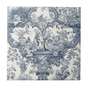 Elegant chique Blauw toile de jouy Tegeltje