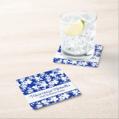 Elegant chique blauw wit bloemmotief kartonnen onderzetters (Insitu)