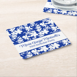 Elegant chique blauw wit bloemmotief kartonnen onderzetters