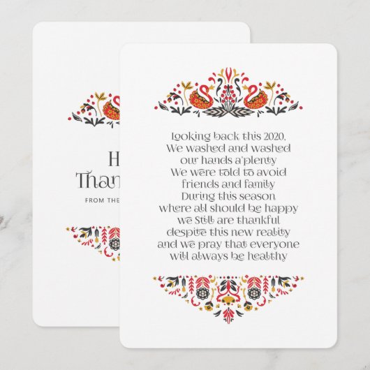 Elegant chique bloemenblad Thanksgiving gedicht Feestdagenkaart (Voorkant / Achterkant)