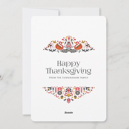 Elegant chique bloemenblad Thanksgiving gedicht Feestdagenkaart (Achterkant)