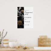 Elegant Chique Bloemengids voor verlovingsfeest Poster (Keuken)