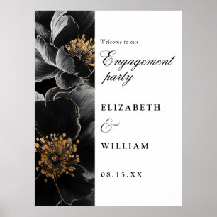 Elegant Chique Bloemengids voor verlovingsfeest Poster