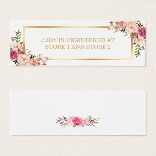 Elegant chique bloemengoud Lijst | Registerbijlage Mini Visitekaartjes (Voorkant /achterkant)
