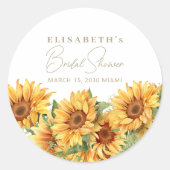 Elegant chique bloemenzonnebloem vrijgezellenfeest ronde sticker (Voorkant)