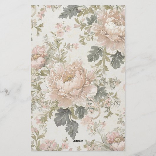 Elegant chique bloemmonogram briefpapier (Achterkant)