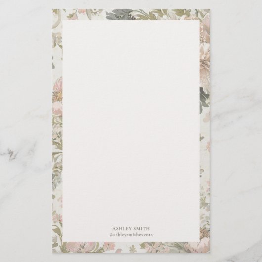 Elegant chique bloemmonogram briefpapier (Voorkant)